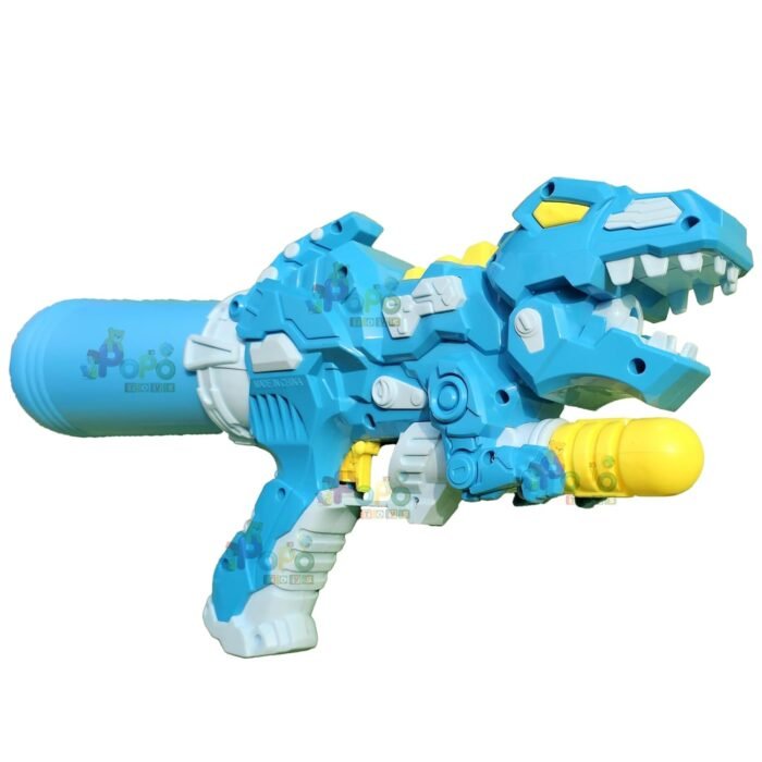 PoPo Toys Holi Dinosaur Pull-n-Pump Pressure Pichkari | Ultimate Power Pressure | Blue | with Free Holi Balloons