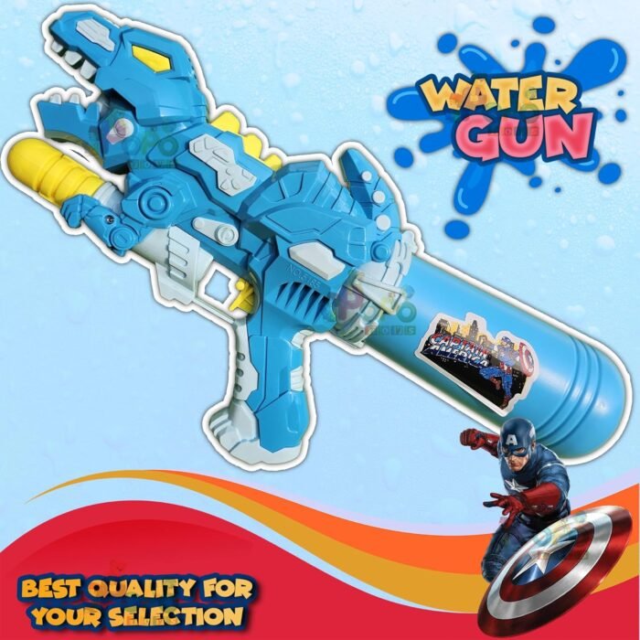 PoPo Toys Holi Dinosaur Pull-n-Pump Pressure Pichkari | Ultimate Power Pressure | Blue | with Free Holi Balloons - Image 3