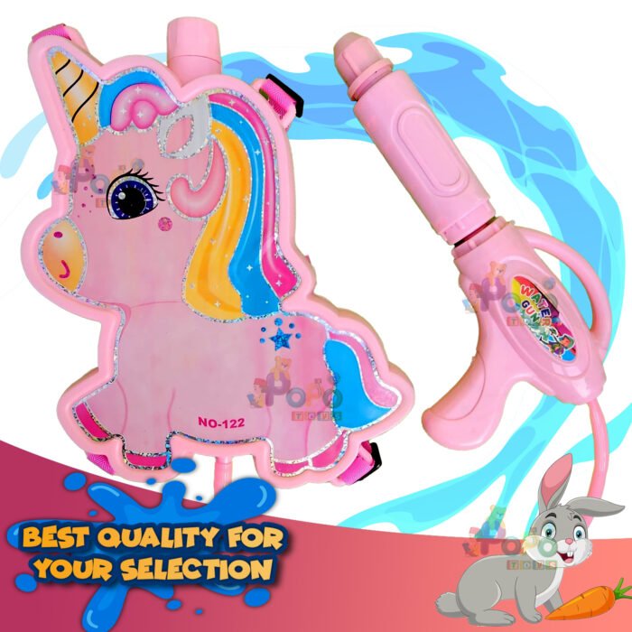 PoPo Toys Holi UNICORN Electric Water Gun | Long Spray | Pink | Cute Character| Extreme Pressure 30-40 Feet | Long Battery Life - Image 2