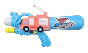 PoPo Toys Holi PICNIC BUS Pull-n-Pump Pressure Pichkari | Ultimate Power Pressure | BLUE | with Free Holi Balloons
