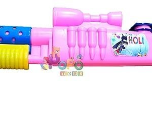 PoPo Toys Holi High-Pressure Pull & Pump Shotgun Pichkari (PINK) |With Free Balloons & Gulal| Assorted Colour | Best Festival Gift For Kids