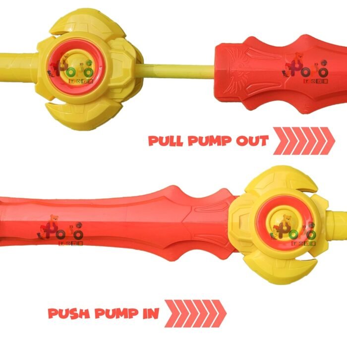 PoPo Toys Holi Pipe Pichkari - DARLING HOLI TALVAAR BAHUBALI| RED/ORANGE | With Free Balloons | Best Festival Gift For Kids - Image 3