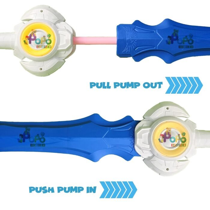 PoPo Toys Holi Pipe Pichkari - DARLING HOLI TALVAAR BAHUBALI| BLUE/NEON | With Free Balloons | Best Festival Gift For Kids - Image 5
