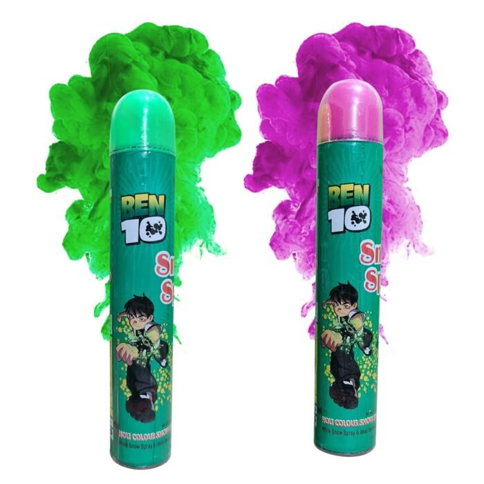 Popo Toys Holi BEN-10 Colour Snow Spray Combo| Large | Pink & Green | Non - Toxic | Eco - Friendly | Combo of 2 | 750ML | Made in India