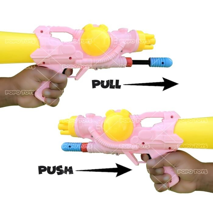 PoPo Toys Holi Pull - n - Pump Rapid Fun Pichkari | with Free Balloons & Gulal | Multicolor | High Pressure Light Weight Cute Astronomic Gun - Image 5