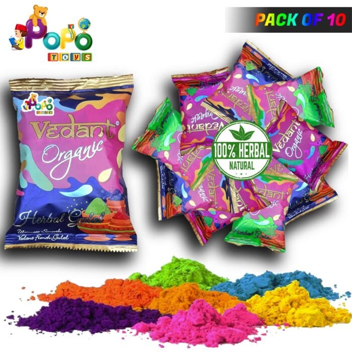 Popo Toys Holi Herbal Gulal - 100% Organic, 10 Pcs (100gm X 10), multicolor - Image 4