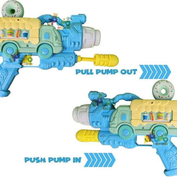PoPo Toys Holi PICNIC BUS Pull-n-Pump Pressure Pichkari | Ultimate Power Pressure | BLUE | with Free Holi Balloons - Image 7