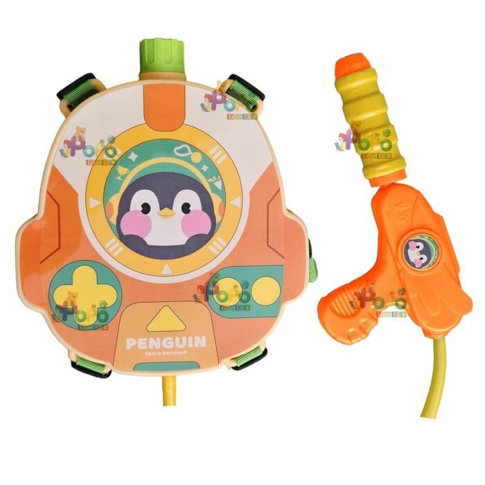 PoPo Toys Holi Pressure Pichkari with PENGUIN Bag Tank- 2.5 LTR, with Free Balloons, Gulal and Surprise Holi Gift | Multicolor