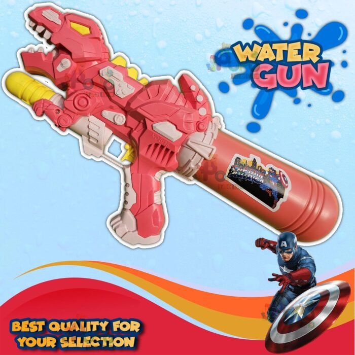 PoPo Toys Holi Dinosaur Pull-n-Pump Pressure Pichkari | Ultimate Power Pressure | PINK | with Free Holi Balloons - Image 2