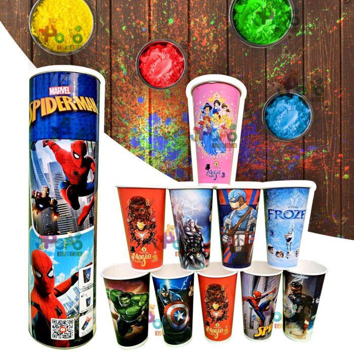 PoPo Toys Holi Magic Glass | Spiderman | Includes 10 Pc Magic Color Glass | All Different Characters | Covert Normal Water into Food Grade Colourful Water in Second - Image 5